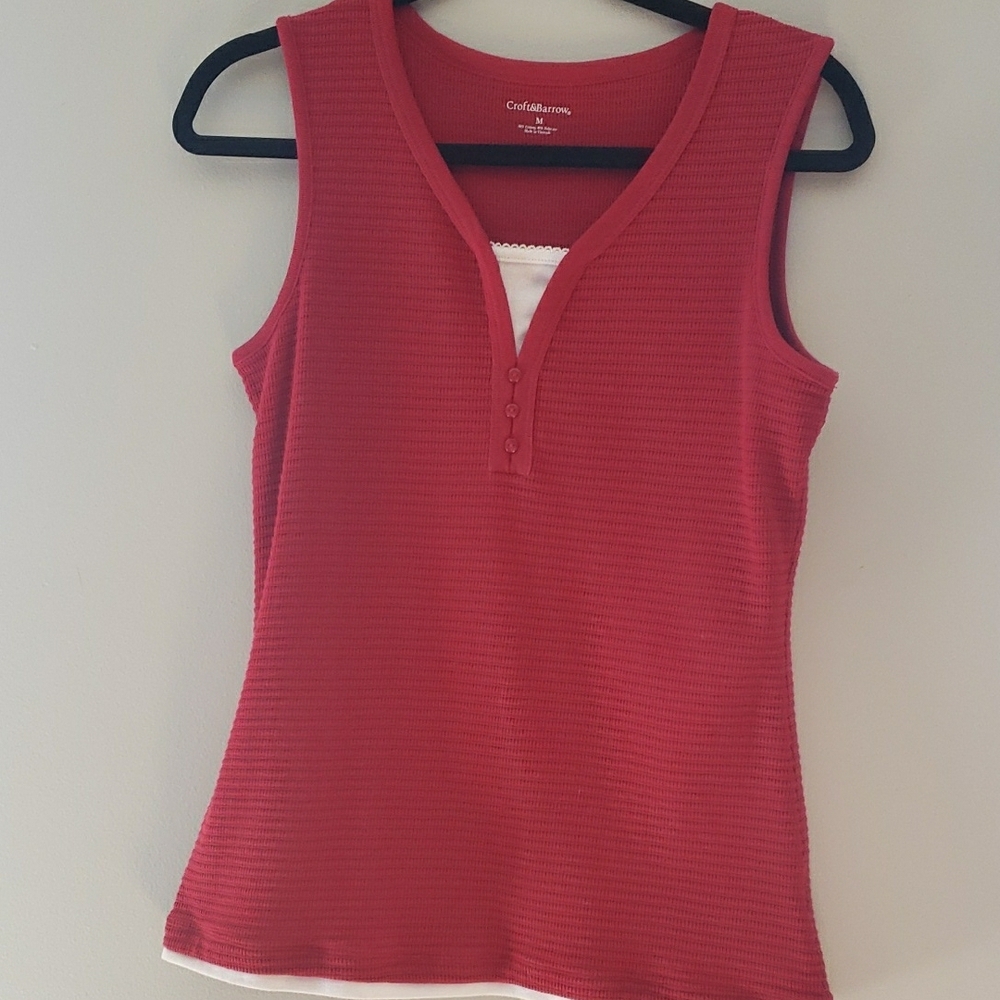 Croft & Barrow Red Fitted Tank Top